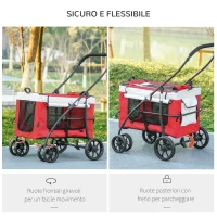 PawHut Passeggino per Cani Taglia Piccola e Mini con 2 Guinzagli e Custodia Portaoggetti, 81x58x97.5 cm(m-6)