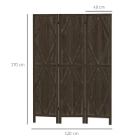 HOMCOM Paravent séparateur de pièce pliable 3 panneaux en bois paulownia 160 x 170 cm marron(m-3)