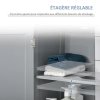 kleankin Meuble salle de bain sous lavabo - meuble sous-vasque - placard 2 portes avec étagère 60L x 30l x 60H cm - en bois Gris(m-6)