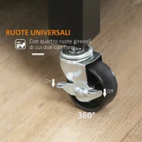 HOMCOM Carrello Cucina in Legno con Cassetto, Armadietto e 2 Ripiani Aperti, 2 Ruote con Freno, 83x45x88 cm, Nero(m-6)