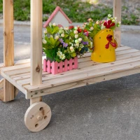 Outsunny Pflanztisch mit Schublade 2 Stufen Gärtnertisch mit waschbecken und Rollen Garten Tannenholz Natur 92 x 45 x 119 cm(m-7)