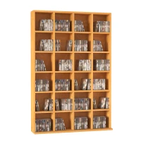 HOMCOM Mobile Porta CD con Ripiani Regolabili, Scaffale Porta 456CD/336DVD Salvaspazio in Legno, Mobile Portacd con 24 Scomparti, per Soggiorno, Camera da Letto, Ufficio, 89x20x130.5 cm, Color Faggio(m-10)