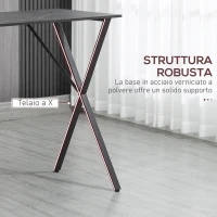 HOMCOM Bancone Bar Tavolo Alto Stile Industriale Effetto Marmo, Legno e Acciaio 120x60x102 cm, Nero(m-6)