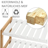 HOMCOM Schuhregal aus Kiefer, Schuhablage, Badregal, Schuhschrank mit 3 Ablagen, Regal für Schuhe, Schuhständer, Weiß, 70 x 26 x 57,5 cm(m-6)