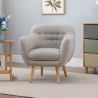 HOMCOM Butaca Moderna con Patas de Madera Sillón Individual estilo Nórdico Acolchado para Salón Dormitorio 71x62x78 cm Beige(m-2)