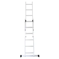 HOMCOM 2.5m Foldable Aluminium Duo Ladder w/ Non-Slip Feet Safe Wide Steps Stable A Frame Suitable For Indoor Outdoor Home DIY(m-8)
