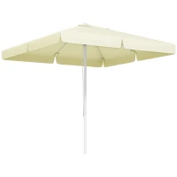 Outsunny Gartenschirm, Sonnenschirm, Seilzug, höhenverstellbar, Aluminiumgestell, 2,5 x 2,5 x 2,5m, Beige/Weiß(m-10)