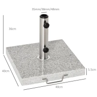 Outsunny 25kg Garden Umbrella Base Durable Parasol Holder Patio Furniture Outdoor Sunshade Marble Stand(m-3)
