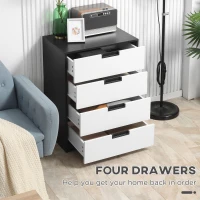 HOMCOM Drawer Chest, 4-Drawer Storage Cabinet Organiser for Bedroom, Living Room, 60cmx40cmx80cm, White and Black(m-5)