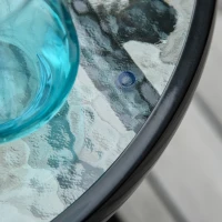 Outsunny Tavolo da Giardino Pieghevole in Metallo, Tavolino da Giardino Piccolo con Ripiano in Vetro e Blocco di Sicurezza, Φ45x50cm Nero(m-9)