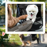 PawHut Dog Pram Dog Stroller Foldable Pet Pushchair with 4 Wheels, Safety Leashes, Cup Holder for Small Dogs, Black(m-7)