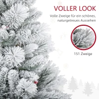 HOMCOM Weihnachtsbaum mit LED-Beleuchtung, 2er-Set, 107 cm, Tannenzapfen, rote Beeren, feuersicher, Grün/Weiß(m-6)