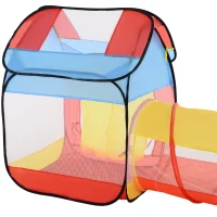 HOMCOM Pop up Kinderspielzelt, 3-teiliges Kinderzelt, Faltbares Babyzelt, Tunnel, Polyester, 230 x 70 x 89 cm(m-9)