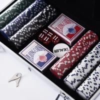 HOMCOM Mallette de Poker Coffret de Poker Complet avec 300 jetons 2 Jeux de Cartes + 2 clés Aluminium(m-6)