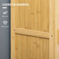 HOMCOM Meuble de rangement en bambou avec étagères et porte design à lamelles pour salle de bain chambre salon 40 x 30 x 140 cm(m-5)