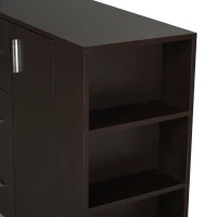 HOMCOM Sideboard, Kommode, Beistellschrank, Standschrank mit 2 Türen und 3 Schubladen, Dunkelkaffee, Spanplatte, 120 x 38 x 84 cm(m-9)