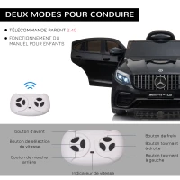 HOMCOM Voiture véhicule électrique Enfants 12 V 35 W V. 3-5 Km/h télécommande Effets sonores + Lumineux Noir Mercedes GLC AMG(m-4)