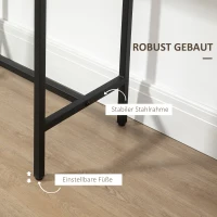 HOMCOM Bartisch-Set im Industrie-Design, 3-teilig, 1 Tisch, 2 Hocker, Schwarz + Natur(m-6)