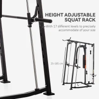 SPORTNOW 3-in-1 Smith Machine with Dual Cable Pulley System, Chest Press Station, 17-Level Squat Rack and Barbell Bar(m-6)