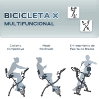 HOMCOM Bicicleta Estática Plegable Resistencia Magnética Ajustable de 8 Niveles con Sensor de Pulso Pantalla LCD Sillín Regulable Respaldo Bandas para Entrenamiento en Casa 107x53x107 cm Negro(m-8)