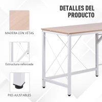 HOMCOM Escritorio Esquinero Moderno con Marco de Acero Carga 70 kg para Oficina Hogar Estudio 150x150x76 cm Roble(m-5)