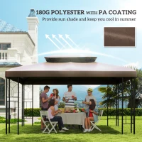 Outsunny 3x4m Gazebo Replacement Roof Canopy 2 Tier Top UV Cover Garden Patio Outdoor Sun Awning Shelters, Brown  (TOP COVER ONLY)(m-6)