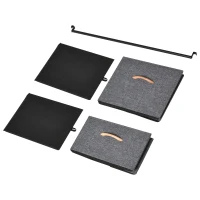 HOMCOM Chest of Drawers with Coat rack Steel Frame 5 Drawers  Bedroom Hallway Home Furniture Black Brown(m-9)