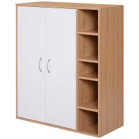 HOMCOM Mehrzweckschrank Standschrank Standregal Dekoschrank Bücherregal Schrank Holz Natur + Weiß 80 x 32 x 91 cm(m-10)
