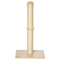 PawHut Kratzstamm für Katzen Kratzsäule aus Sisal stabiler Kratzbaum Kratz Spielzeug Katze mit Ball 60 cm Spanplatte Sisal Beige+Eiche 34 x 34 x 60 cm(m-10)