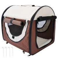 PawHut Hundebox faltbare Hundetransportbox Haustierrucksack mit Kissen Reisetasche Transportbox für Tier wasserdicht Oxfordstoff Kaffee 61 x 46 x 51 cm(m-10)