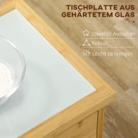 HOMCOM Küchenwagen aus Bambus, Mehrzweckwagen, Sevierwagen, 2 Schubladen, 1 Schrank,  2 Regale, Natur(m-7)