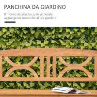 Outsunny Panchina da Giardino in Legno a 2 Posti con Schienale Decorato 123x61x89.5cm, Colore Naturale(m-4)