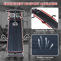 HOMCOM Banc de musculation appareil à abdo hauteur réglable 137,5L x 55,5l x 50-68H cm 2 bandes de résistances + ressort central traction acier noir rouge(m-8)