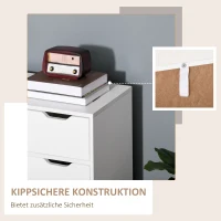 HOMCOM Sideboard mit Schrank und Schubladen Kommode Nachttisch Beistellschrank im skandinavischen Design viel Stauraum MDF Spanplatte Weiß+Natur 90 x 30 x 72 cm(m-5)