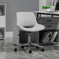 HOMCOM Bürostuhl, höhenverstellbar, um 360° drehbar, bis 110 kg, Metallrahmen, hellgrau, 49 x 56,5 x 73-82,5 cm(m-2)