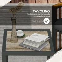 Outsunny Set da Giardino 3 Pezzi in Rattan e Acciaio con 2 Sedie 66x68x68 cm e Tavolino da Caffè 45x45x44 cm(m-6)