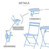 Outsunny Bistroset für 2 Personen Balkonmöbel Set patio Hof Garten Hellblau(m-5)