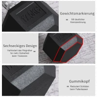 HOMCOM Kurzhantel, 17,5 kg Hantel, Hantel, Gewicht, Anti-Rutsch-Griff, Schwarz + Silber(m-4)