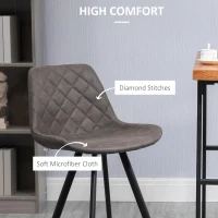 HOMCOM Set Of 2 Bar Stools Vintage Microfiber Cloth Tub Seats Padded Comfortable Steel Frame Footrest Quilted Home Bar Cafe Kitchen Chair Stylish Dark Grey(m-5)