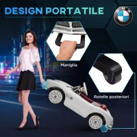 HOMCOM Macchina Elettrica per Bambini a 2 Porte con Licenza BMW 507, con Clacson e Telecomando, 115x55x47 cm, Bianca(m-5)