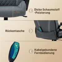 Vinsetto Bürostuhl massage, Chefsessel mit Massagefunktion, höhenverstellbarer Gamingstuhl, ergonomischer Drehstuhl, Massage Sessel, Grau, 64 x 68,5 x 113-121 cm(m-7)
