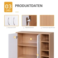 HOMCOM Mehrzweckschrank Standschrank Standregal Dekoschrank Bücherregal Schrank Holz Natur + Weiß 80 x 32 x 91 cm(m-6)