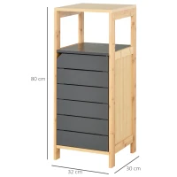 HOMCOM Meubles de Salle de Bain sur Pied Armoire de Rangement Colonne Gain de place avec Porte et tiroir en Bois et Bambou 32L x 30l x 80H cm(m-3)