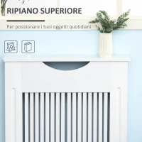 HOMCOM Copritermosifone Bianco in MDF con Piano d'Appoggio e Design Antiribaltamento, 78x19x82 cm(m-4)