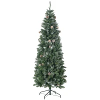 HOMCOM Sapin de Noël artificiel avec 618 branches enneigées, support en acier, arbre de Noël artificiel socle pliable en acier(m-10)