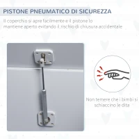 HOMCOM Cassapanca Portagiochi in Legno, Panca Contenitore per Cameretta Coperchio con Pistone Pneumatico, 60x40x48cm, Grigio(m-6)