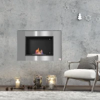 HOMCOM Ethanol-Kamin Bio-Ethanol-Brenner 0,9 L 3 Stdn. Brenndauer kein Rauch Edelstahl 80 x 14 x 54 cm(m-2)