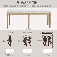 HOMCOM Vintage French Look Bed End Bench - Cream White(m-7)