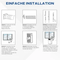 HOMCOM Mobile Klimaanlage 3-in-1, inkl. Fernbedienung, 9K BTU, 24h Timer, ABS, Weiß(m-9)