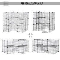 PawHut Valla Metálica para Mascotas Parque Metálica con 36 Paneles Animales Pequeños Desmontable Diseño DIY Negro 146x73x73cm(m-4)